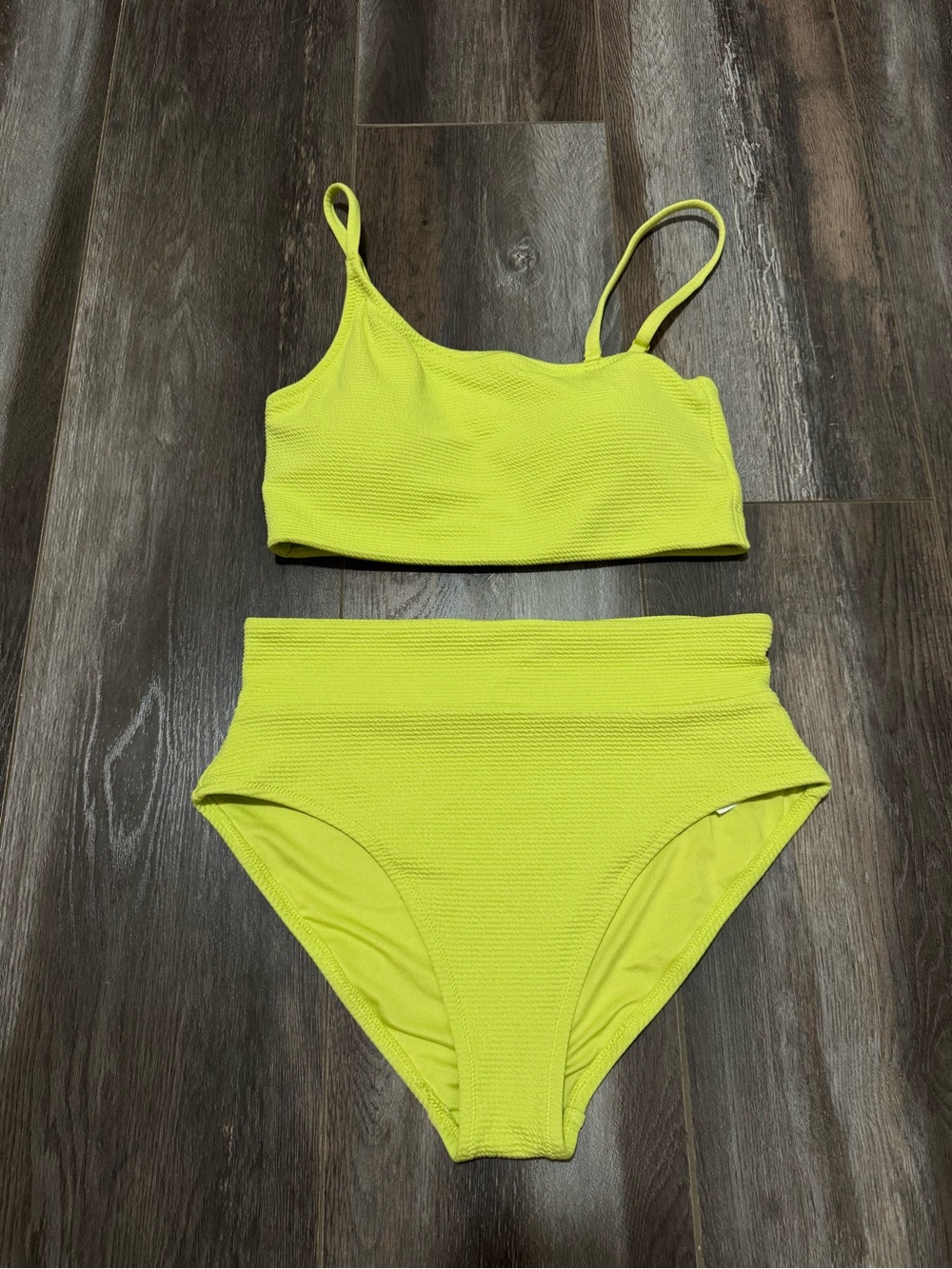 Women's High-Waist Two-Piece Bikini in Neon Lime